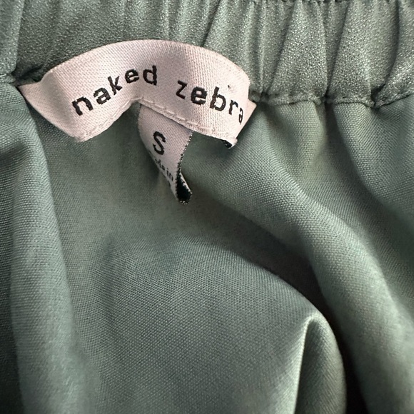 Naked Zebra off shoulder green shift dress w/ tie accent sleeves, size S - Picture 4 of 4